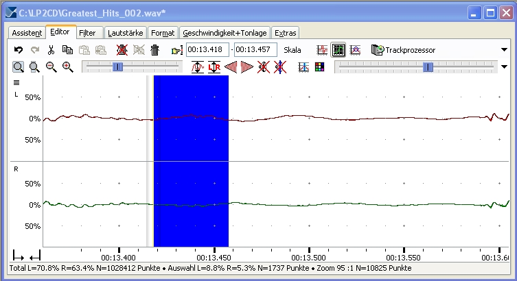 Manuelles Entknacken in WavePurity - Schritt 1